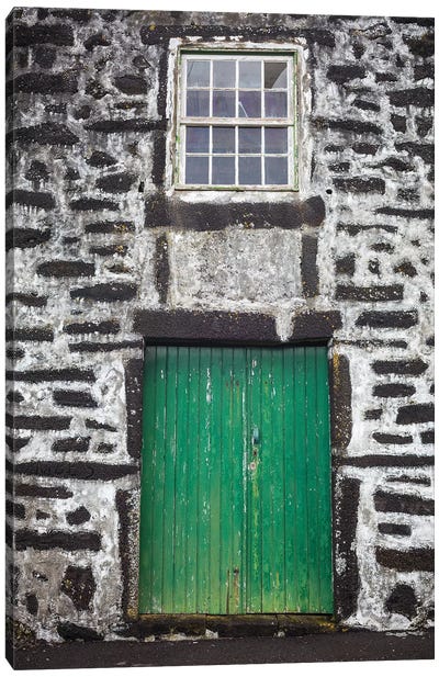 Portugal, Azores, Pico Island, Porto Cachorro. Old fishing community set in volcanic rock buildings Canvas Art Print - Color Pop Photography