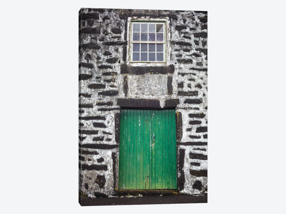 Portugal, Azores, Pico Island, Porto Cachorro. Old fishing community set in volcanic rock buildings by Walter Bibikow 1-piece Canvas Wall Art