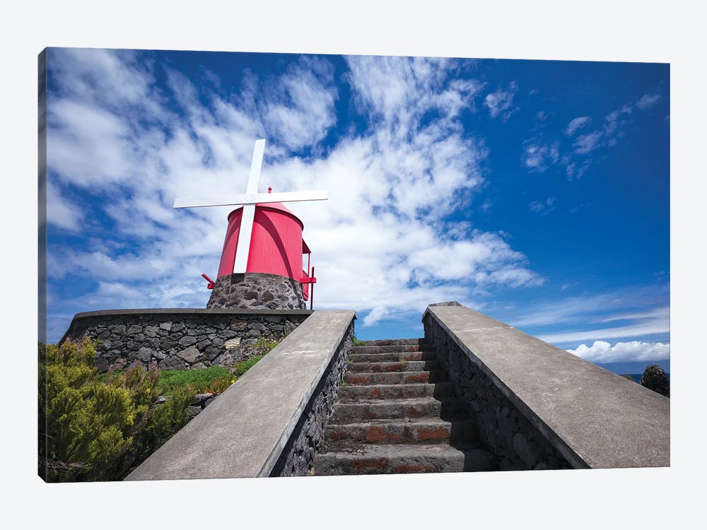 Portugal, Azores, Pico Island, Sao Roque do Pico. Traditional windmill by Walter Bibikow 1-piece Canvas Art