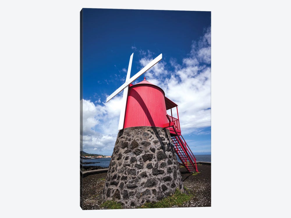 Portugal, Azores, Pico Island, Sao Roque do Pico. Traditional windmill by Walter Bibikow 1-piece Canvas Art Print