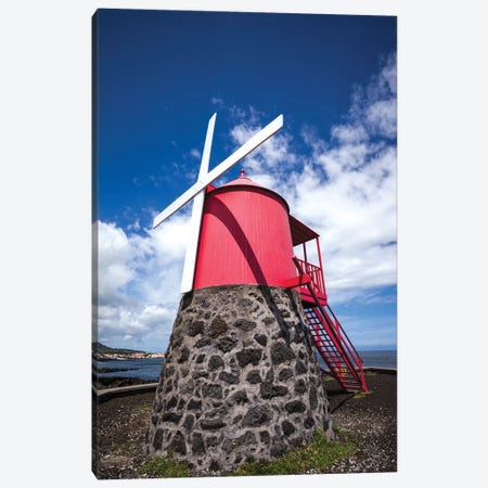 Portugal, Azores, Pico Island, Sao Roque do Pico. Traditional windmill Canvas Print #WBI143} by Walter Bibikow Canvas Art Print