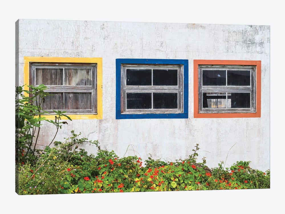 Portugal, Azores, Santa Maria Island, Anjos. Windows of the old factory by Walter Bibikow 1-piece Canvas Artwork