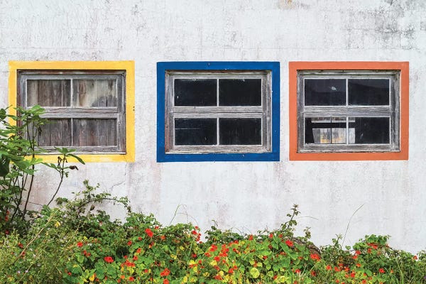 Windows: Portugal, Azores, Santa Maria Island, Anjos. Windows of the old factory by Walter Bibikow