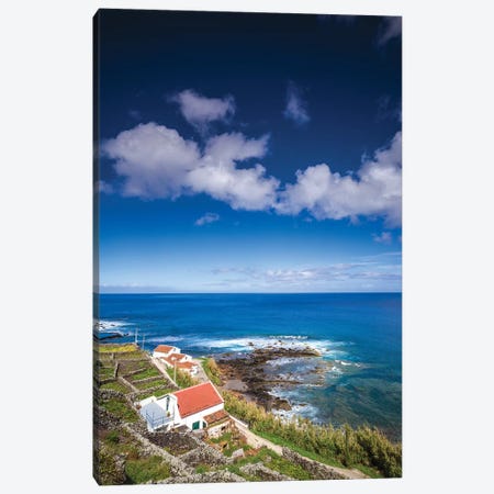 Portugal, Azores, Santa Maria Island, Maia. Elevated view of town and volcanic rock vineyards Canvas Print #WBI147} by Walter Bibikow Canvas Wall Art