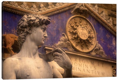 Statue Of David Replica, Palazzo Vecchio, Piazza della Signoria, Florence, Tuscany Region, Italy Canvas Art Print - Walter Bibikow