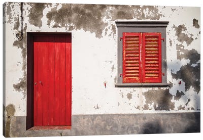 Portugal, Azores, Sao Miguel Island, Mosteiros. House detail Canvas Art Print - Door Art