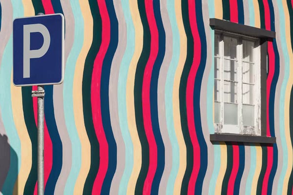 Portugal, Azores, Sao Miguel Island, Ponta Delgada. Colorful harborside building