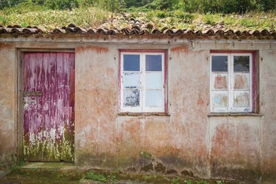 Portugal, Azores, Sao Miguel Island, Porto Formoso fishing shacks by Walter Bibikow art print