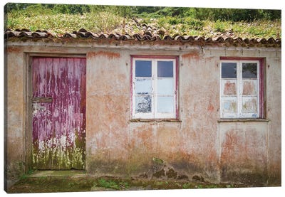 Portugal, Azores, Sao Miguel Island, Porto Formoso fishing shacks Canvas Art Print