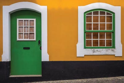 Portugal, Azores, Terceira Island, Angra do Heroismo. Building detail  by Walter Bibikow art print