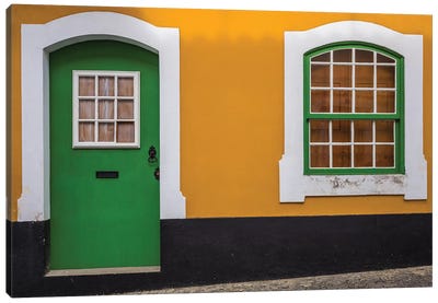 Portugal, Azores, Terceira Island, Angra do Heroismo. Building detail  Canvas Art Print