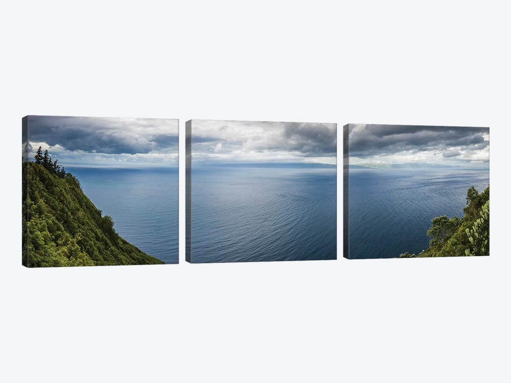 Portugal, Azores, Pico Island, Terra Alta. Miradouro da Terra Alta, viewpoint to Sao Jorge Island by Walter Bibikow 3-piece Canvas Artwork