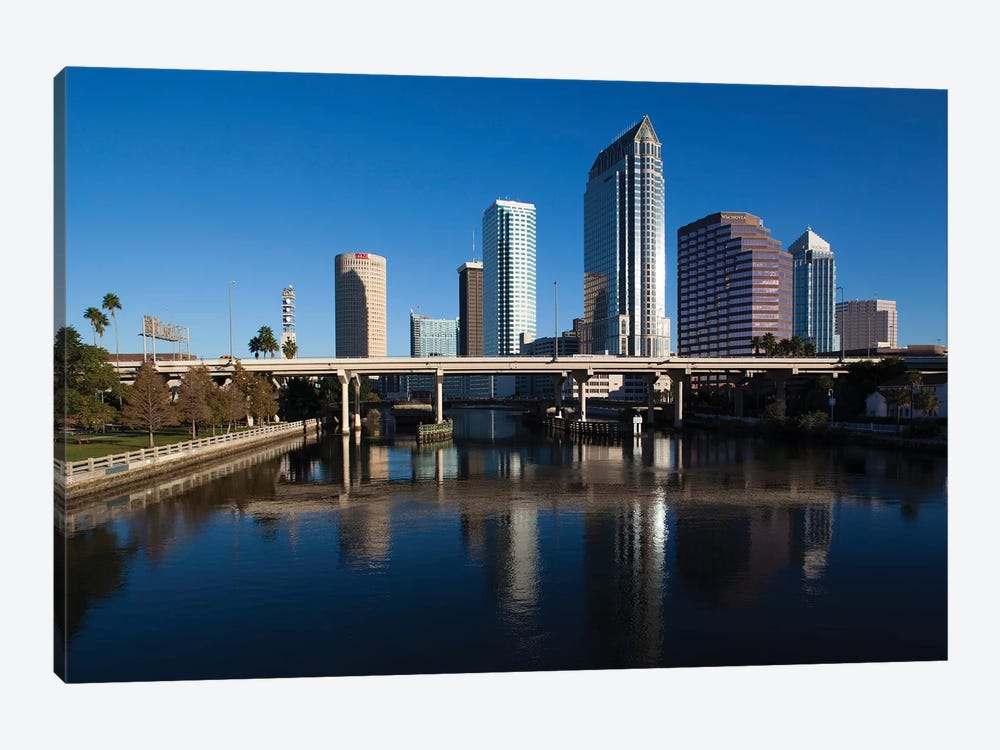 USA, Florida, Tampa, City View From Hillsborough River by Walter Bibikow 1-piece Canvas Artwork