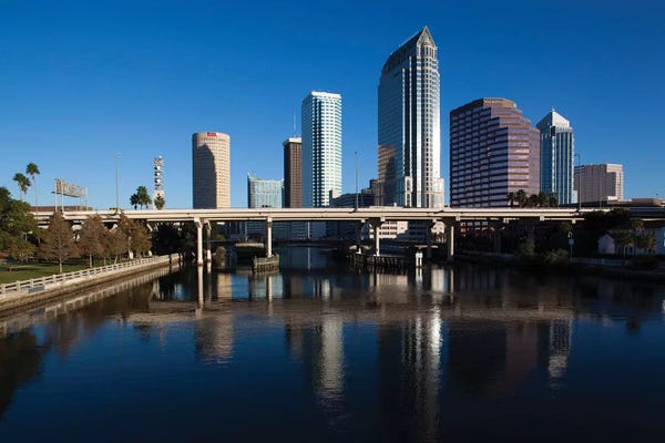 Tampa: USA, Florida, Tampa, City View From Hillsborough River by Walter Bibikow