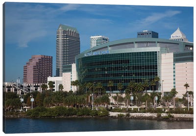 Tampa Skyline And St. Pete Times Forum, Arena, 2009 Canvas Art Print - Tampa Bay Art