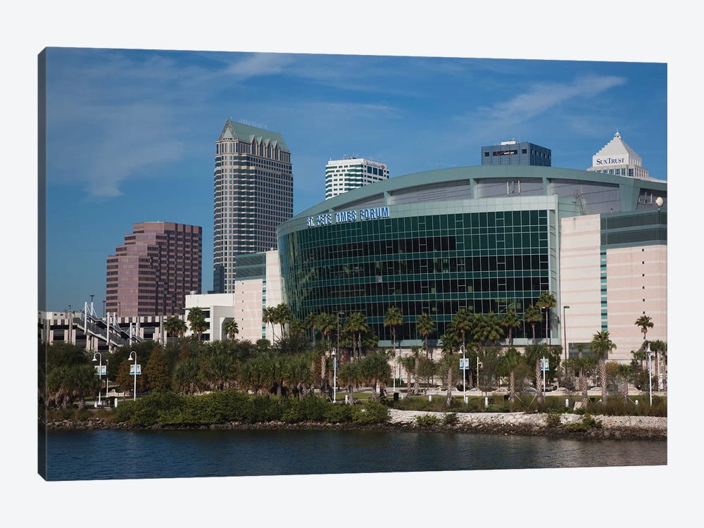 Tampa Skyline And St. Pete Times Forum, Arena, 2009 by Walter Bibikow 1-piece Canvas Art