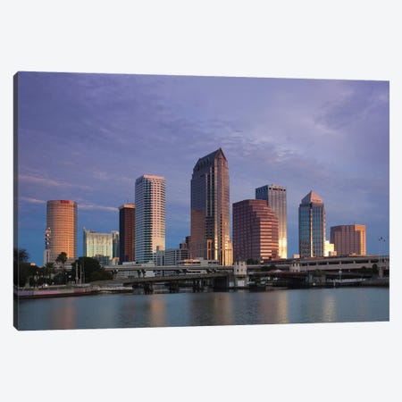 Tampa Skyline From Hillsborough Bay, Dawn Canvas Print #WBI181} by Walter Bibikow Canvas Print