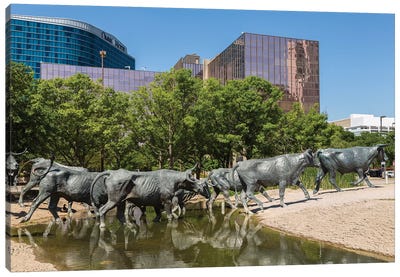Bronze Sculptures, Cattle Drive, Pioneer Plaza, Dallas, Texas, USA Canvas Art Print - Dallas Art
