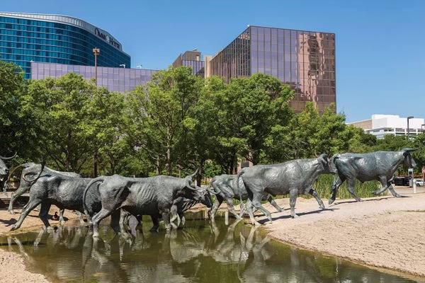 Bronze Sculptures, Cattle Drive, Pioneer Plaza, Dallas, Texas, USA