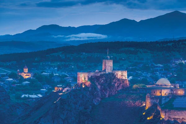 Walter Bibikow: Georgia, Akhaltsikhe. Town view with Rabati Fortress. by Walter Bibikow