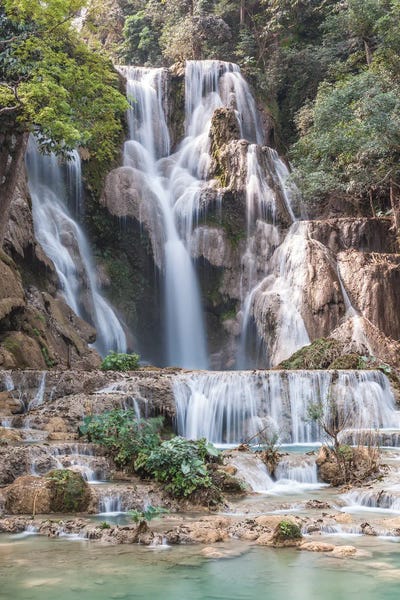 Walter Bibikow: Laos, Luang Prabang. Tat Kuang Si Waterfall. by Walter Bibikow