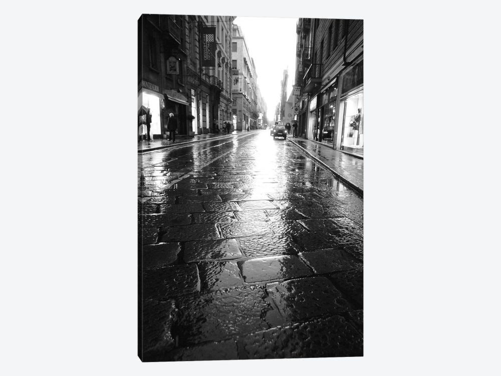 Wet Street At Night, Turin, Piedmont Region, Italy by Walter Bibikow 1-piece Canvas Print