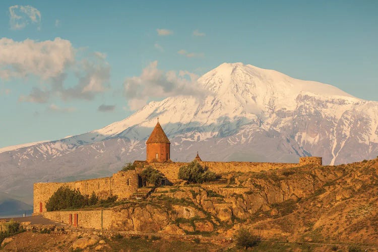 Armenia, Khor Virap. Khor Virap Monastery, 6th century, with Mt. Ararat.