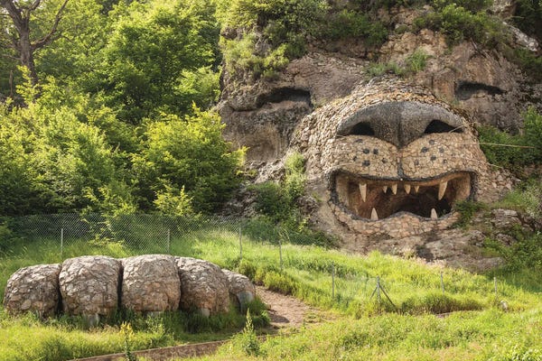 Walter Bibikow: Nagorno Karabakh Republic, Vank. Seastone Hotel, large roaring lion's head. by Walter Bibikow