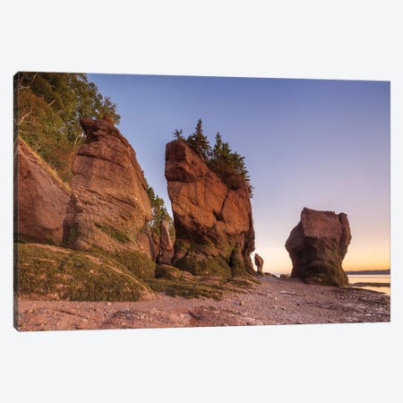 Canada, New Brunswick, Hopewell Rocks. Flowerpot Rocks formed by the great tides of the Bay of Fundy. Canvas Print #WBI194} by Walter Bibikow Canvas Art Print