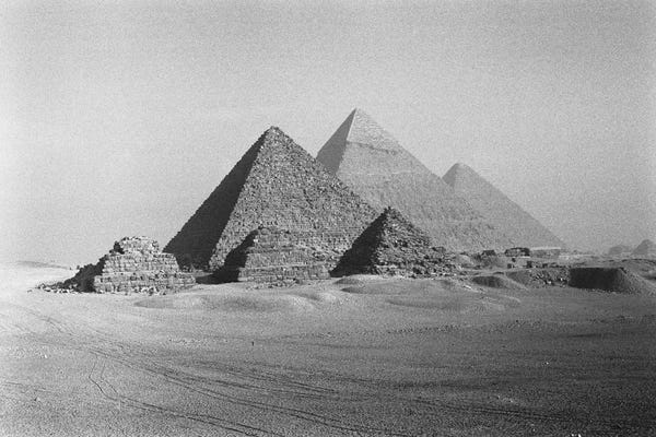 Pyramids: The Great Pyramids, Giza Pyramid Complex, Giza Plateau, Giza, Egypt by Walter Bibikow