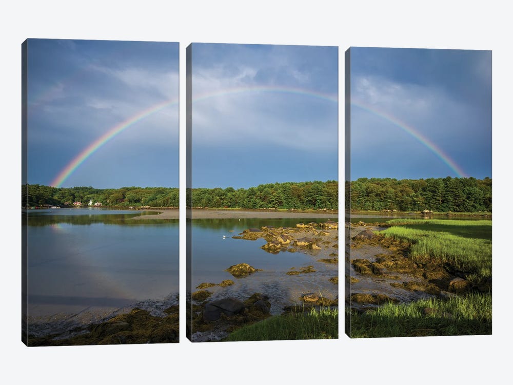 USA, Massachusetts, Cape Ann, Gloucester. Circular rainbow over Goose Cove by Walter Bibikow 3-piece Canvas Print