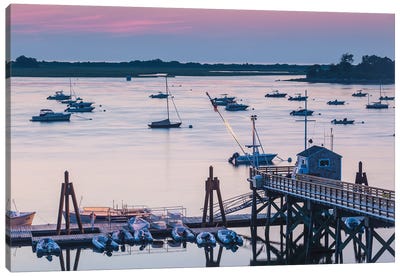 USA, Massachusetts, Ipswich. Sunrise over Great Neck Canvas Art Print - Harbor & Port Art