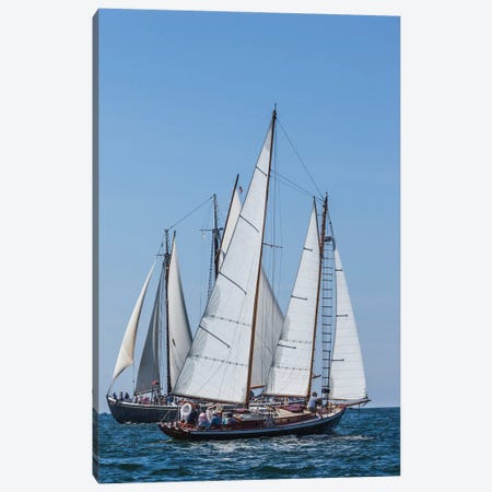 USA, Massachusetts, Cape Ann, Gloucester. Gloucester Schooner Festival, schooner parade of sail. Canvas Print #WBI210} by Walter Bibikow Canvas Print