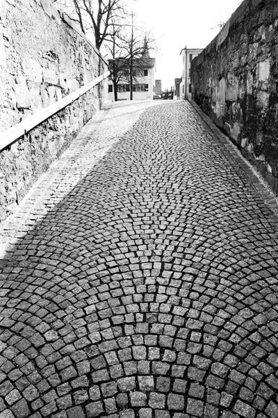 Masonry: Stone Street In B&W, Zurich, Switzerland by Walter Bibikow