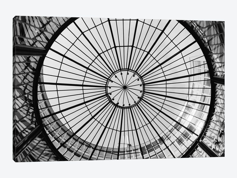 Glass Dome In B&W, SIX Swiss Exchange, Zurich,  by Walter Bibikow 1-piece Canvas Print