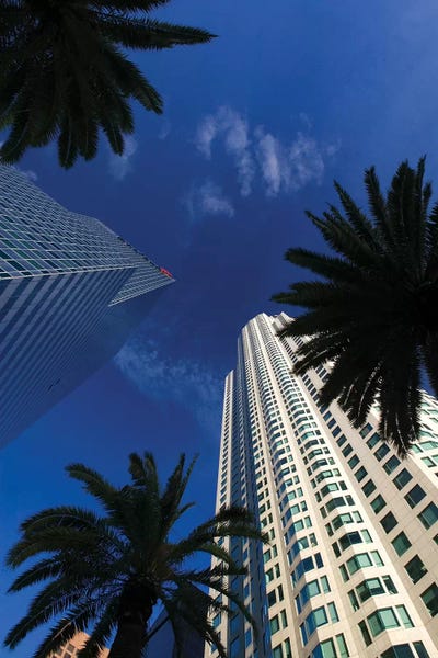 Low-Angle View, US Bank Tower (Library Tower) & Citigroup Center (444 Flower Building), Los Angeles, California, USA by Walter Bibikow framed canvas print