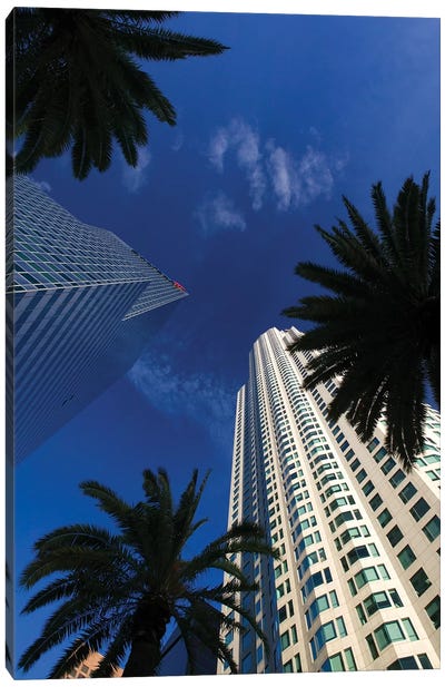 Low-Angle View, US Bank Tower (Library Tower) & Citigroup Center (444 Flower Building), Los Angeles, California, USA Canvas Art Print - Walter Bibikow