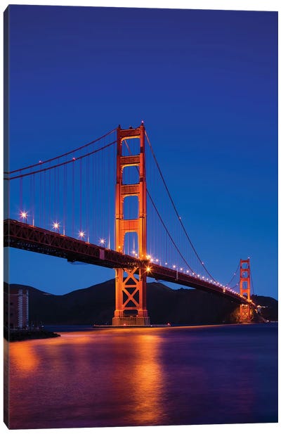 Golden Gate Bridge At Night, San Francisco, California, USA Canvas Art Print - Golden Gate Bridge