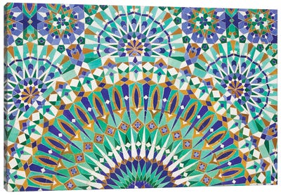 Close-Up Of A Decorative Mosaic II, Hassan II Mosque, Casablanca, Morocco Canvas Art Print - Mediterranean Décor