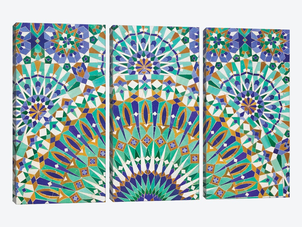 Close-Up Of A Decorative Mosaic II, Hassan II Mosque, Casablanca, Morocco by Walter Bibikow 3-piece Canvas Art