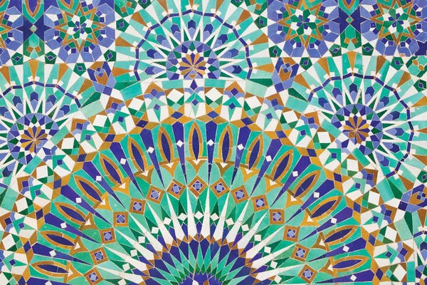 Middle Eastern Décor: Close-Up Of A Decorative Mosaic II, Hassan II Mosque, Casablanca, Morocco by Walter Bibikow