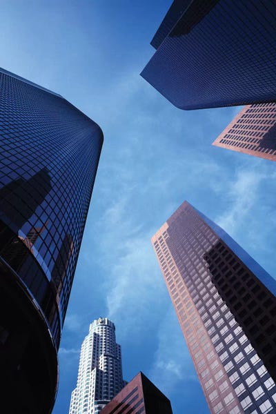 Low-Angle View Of Skyscrapers, Los Angeles, California, USA by Walter Bibikow art print