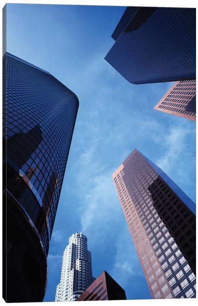 Low-Angle View Of Skyscrapers, Los Angeles, California, USA Canvas Art Print - Walter Bibikow