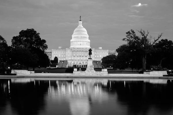 Walter Bibikow: Ulysses S. Grant Memorial And Capitol Building At Night, Washington D.C. USA by Walter Bibikow