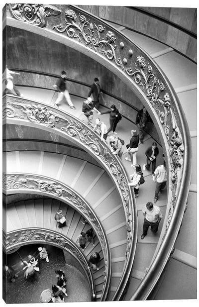 Modern "Bramante" Staircase, Museo Pio-Clementine, Vatican City Canvas Art Print - Stairs & Staircases