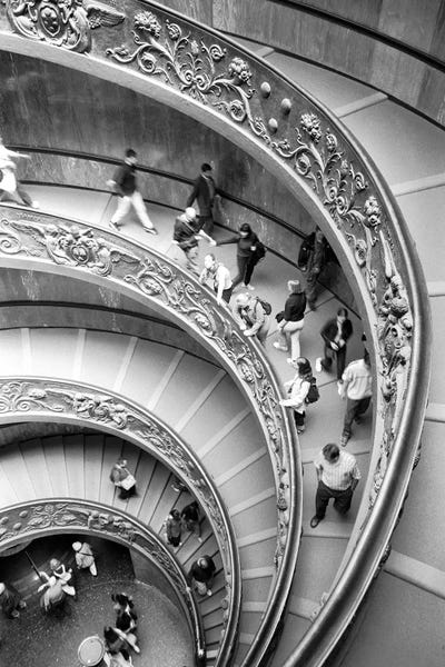 Interiors: Modern "Bramante" Staircase, Museo Pio-Clementine, Vatican City by Walter Bibikow