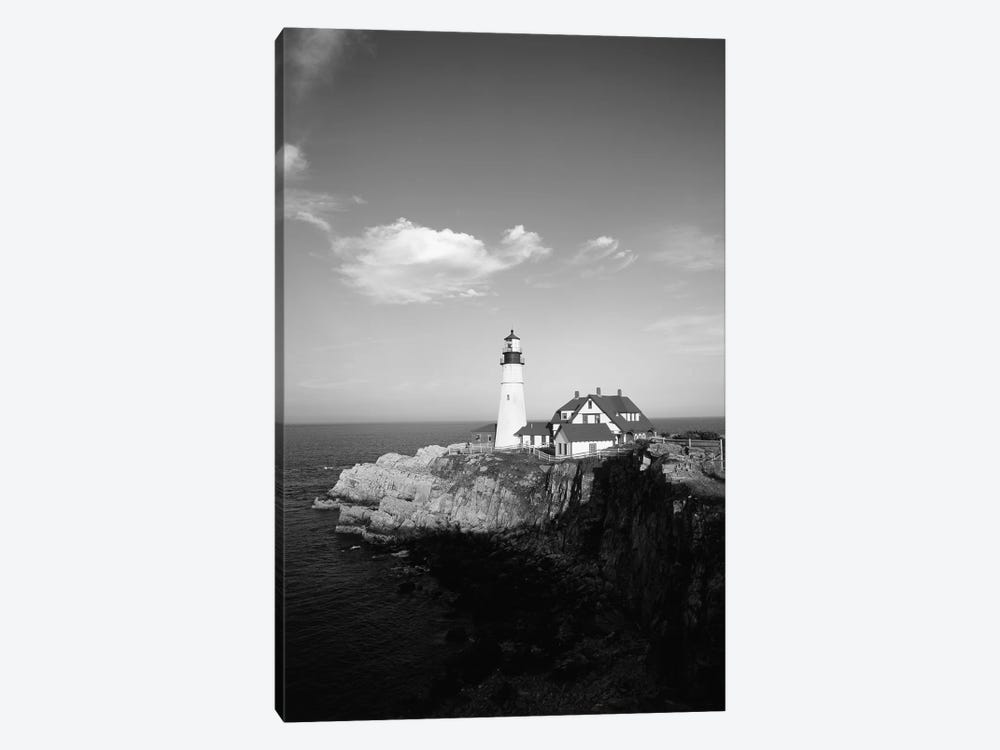 Portland Head Light In B&W, Cape Elizabeth, Cumberland County, Maine, USA by Walter Bibikow 1-piece Canvas Print