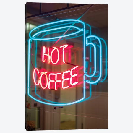 Hot Coffee Neon Sign, Kane's Donuts, Saugus, Essex County, Massachusetts, USA Canvas Print #WBI53} by Walter Bibikow Canvas Wall Art