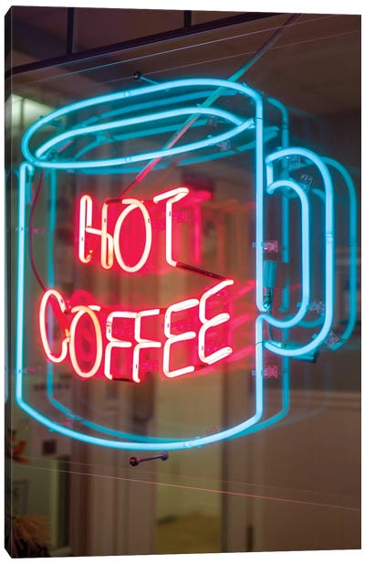 Hot Coffee Neon Sign, Kane's Donuts, Saugus, Essex County, Massachusetts, USA Canvas Art Print - Walter Bibikow