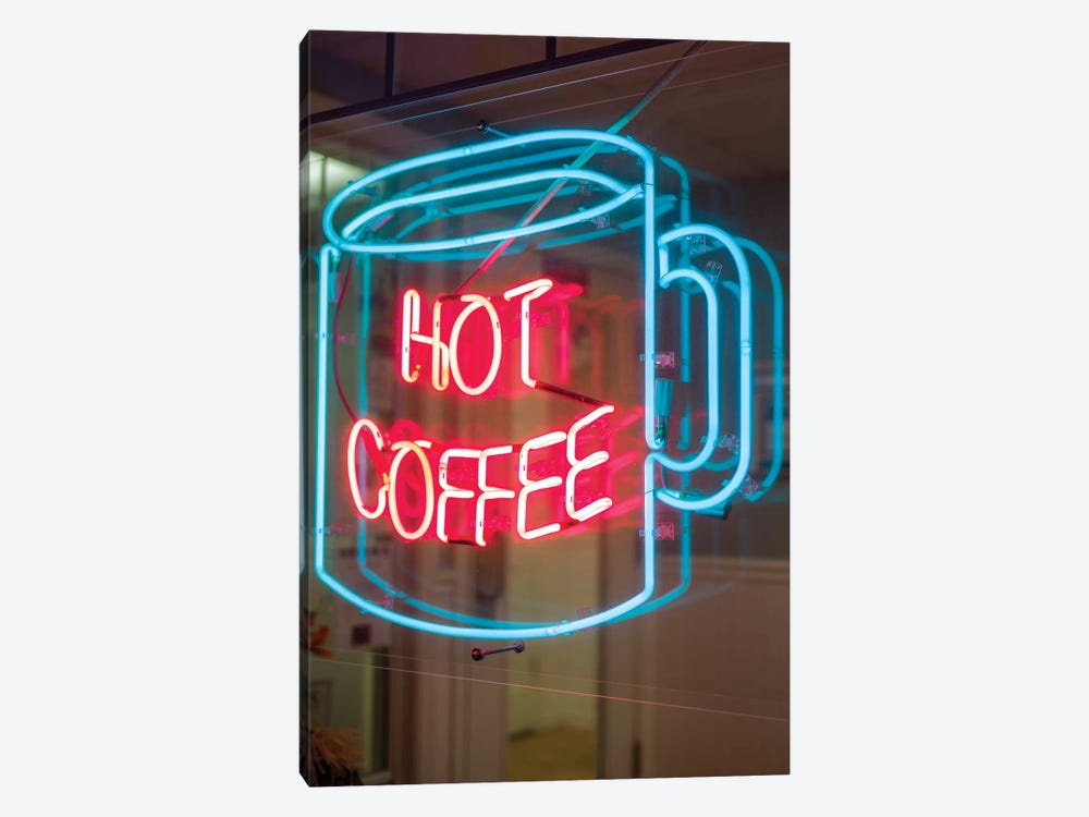 Hot Coffee Neon Sign, Kane's Donuts, Saugus, Essex County, Massachusetts, USA by Walter Bibikow 1-piece Canvas Artwork